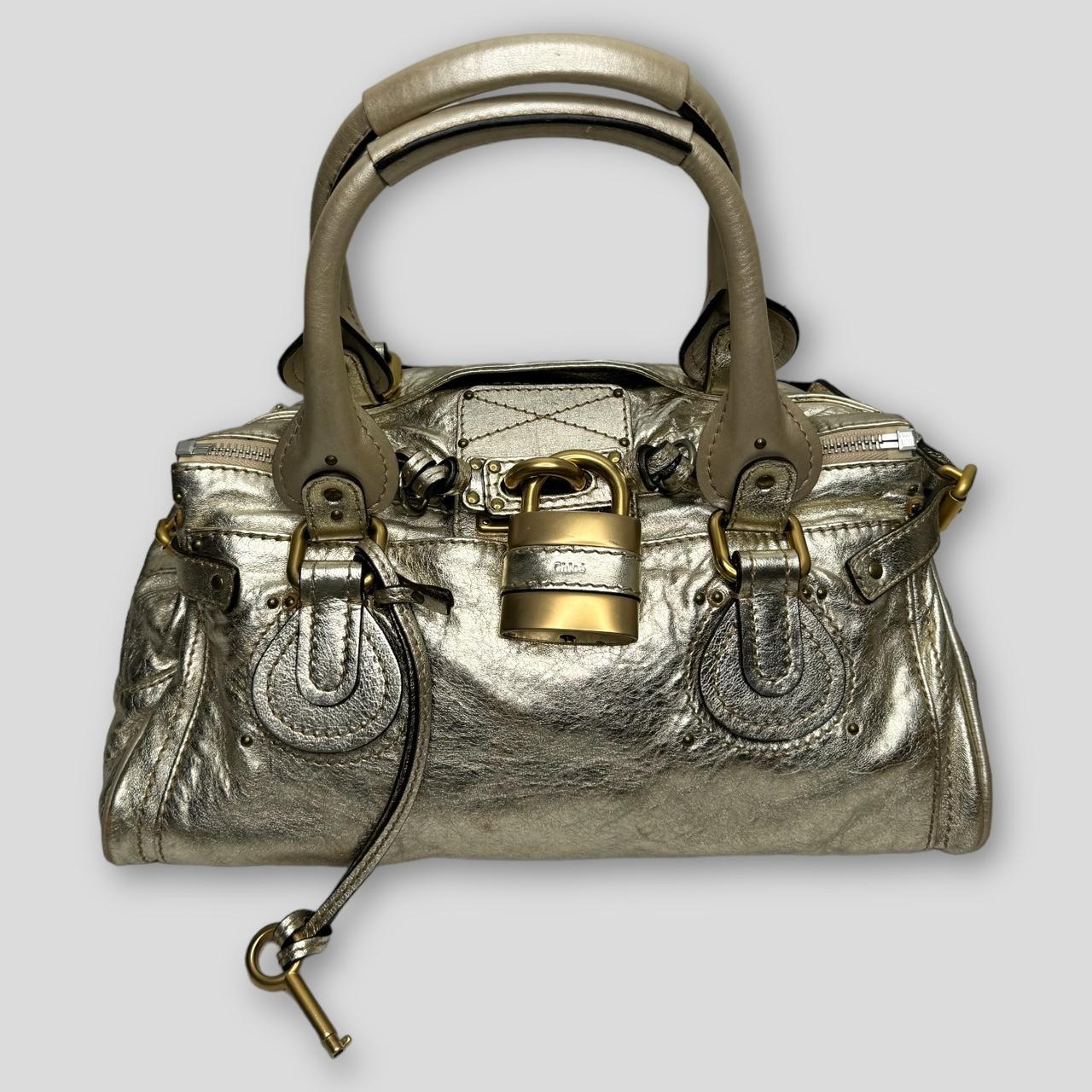 🔥 Authentic CHLOE Paddington Bag Metallic Light Gold Color Pre-owned 🔥