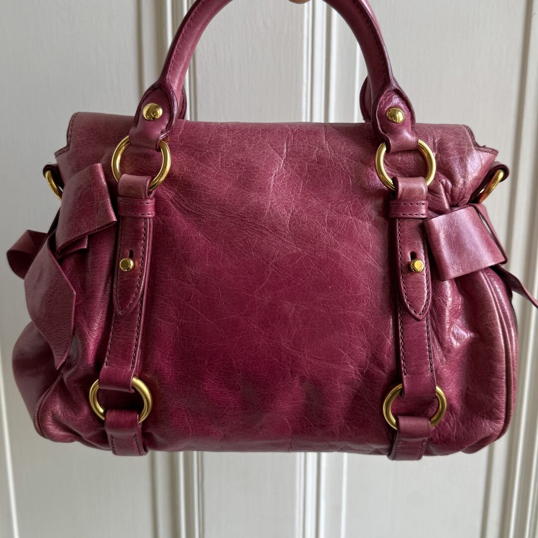 🔥 Authentic Miu Miu Mini Vitello Lux Pink Leather Handbag Pre-owned 🔥