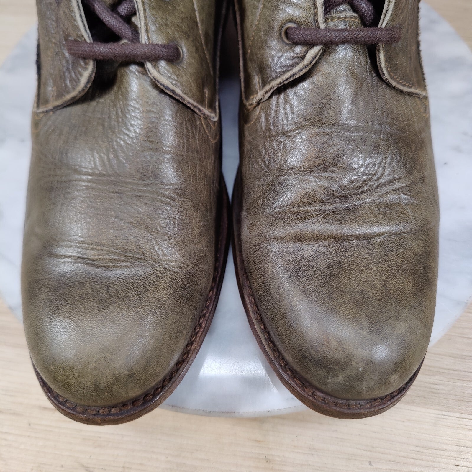 Vintage Frye Vienna Tall Lace Up Boots Women 9.5 M Green Combat Knee High