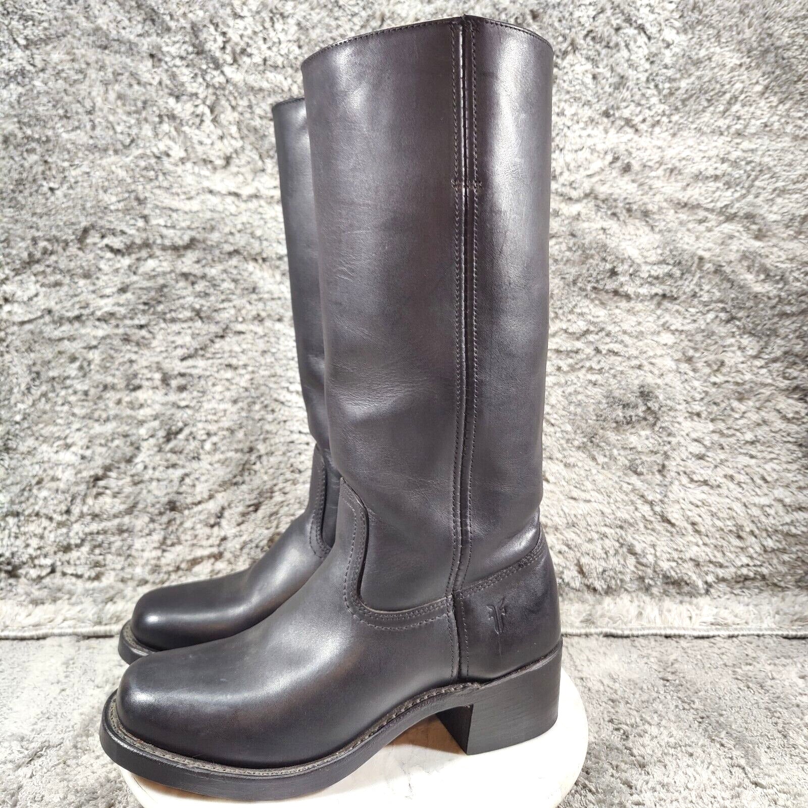 Frye Campus Boots Womens 8 Black Square Toe Chunky