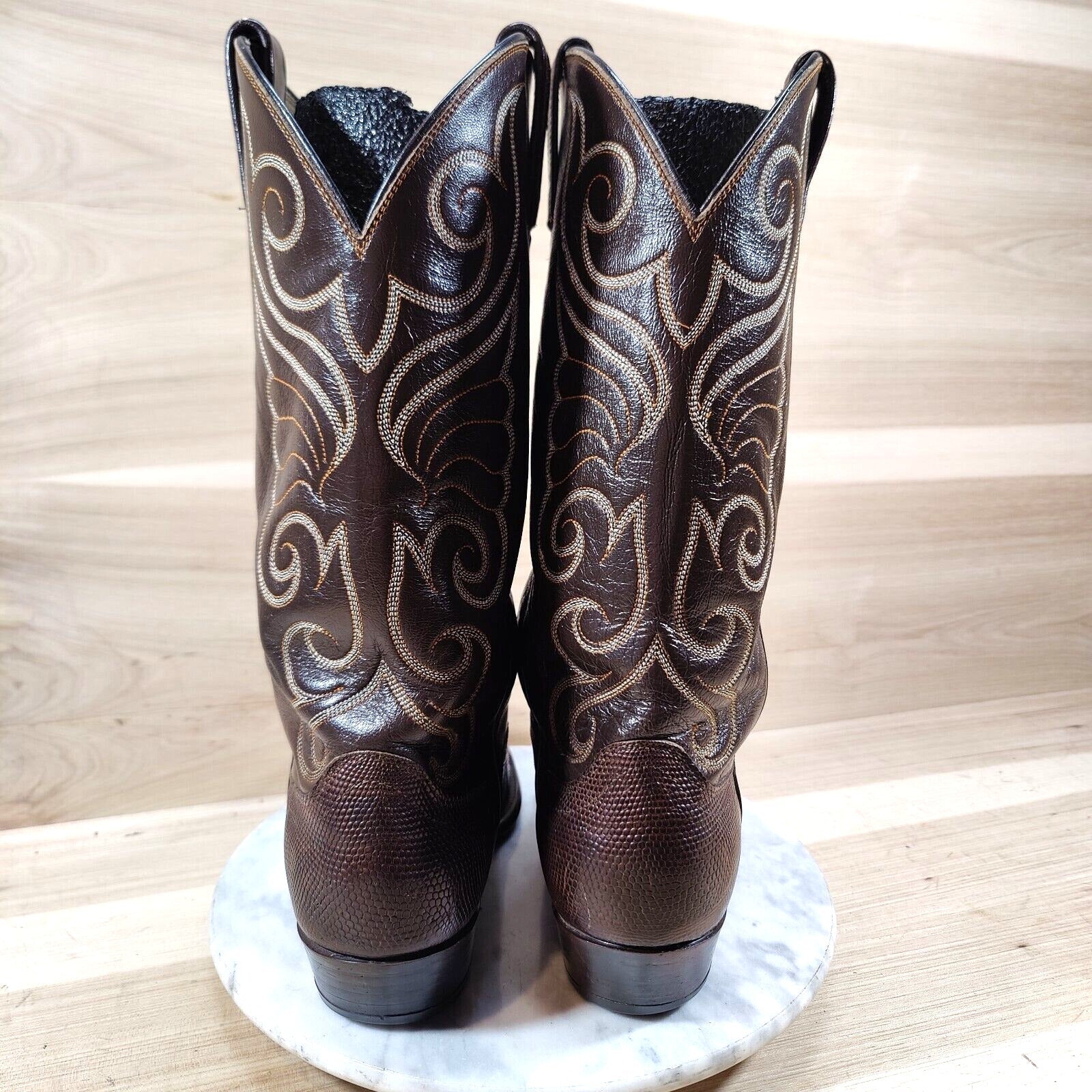 Vintage Dan Post Exotic Lizard Cowboy Boots Mens 10 D Western Teju