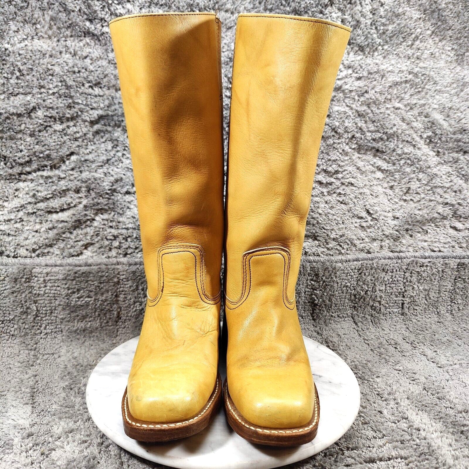 Frye Campus Banana Boots Womens 7.5 Yellow Square Toe 14L