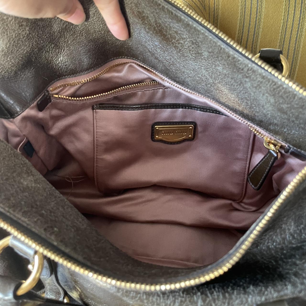 🔥 Authentic Vintage Dark Brown Leather Miu Miu Vitello Lux Bag Pre-owned 🔥