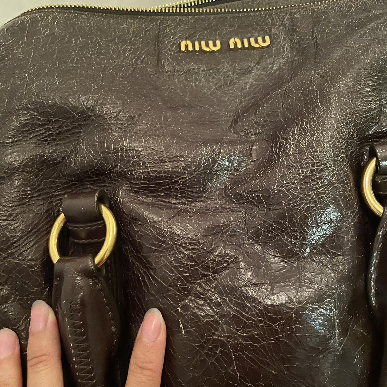 🔥 Authentic Vintage Dark Brown Leather Miu Miu Vitello Lux Bag Pre-owned 🔥