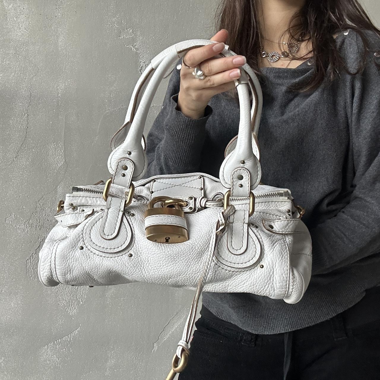 🔥 Authentic Iconic CHLOE Paddington Bag in white leather Pre-owned 🔥