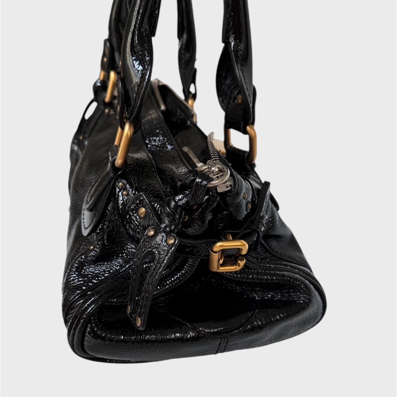 🔥 Authentic CHLOE Paddington black patent leather shoulder Bag Pre-owned 🔥