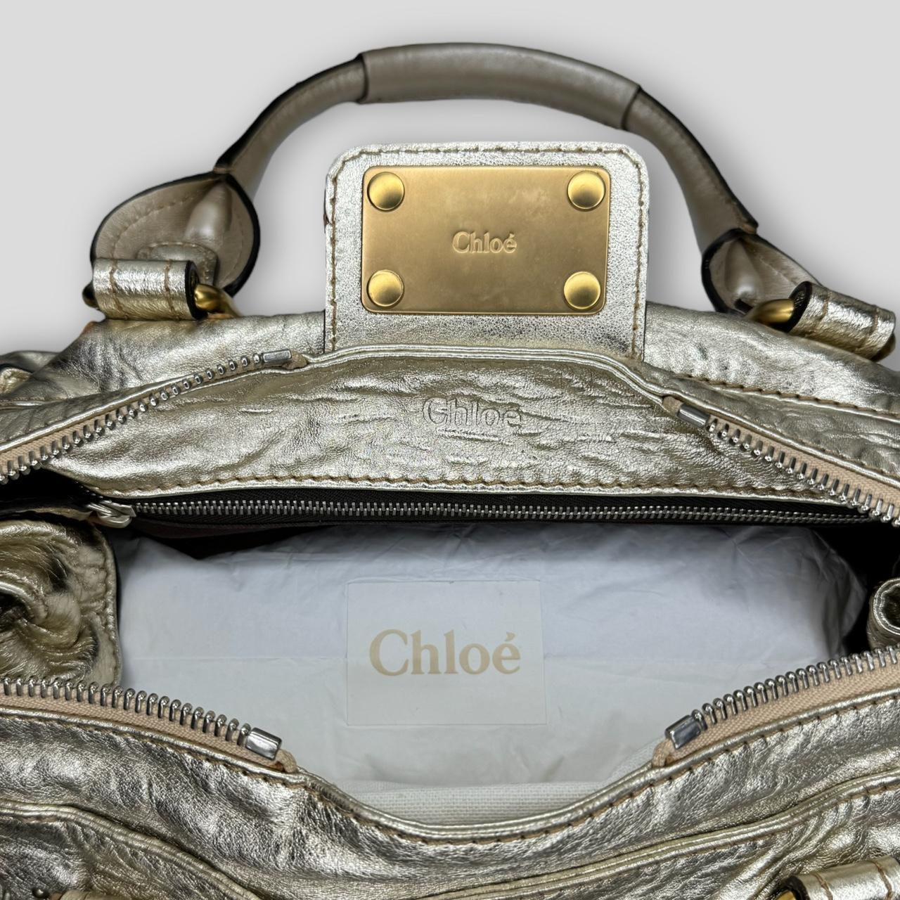🔥 Authentic CHLOE Paddington Bag  Metallic Light Gold Color Pre-owned 🔥