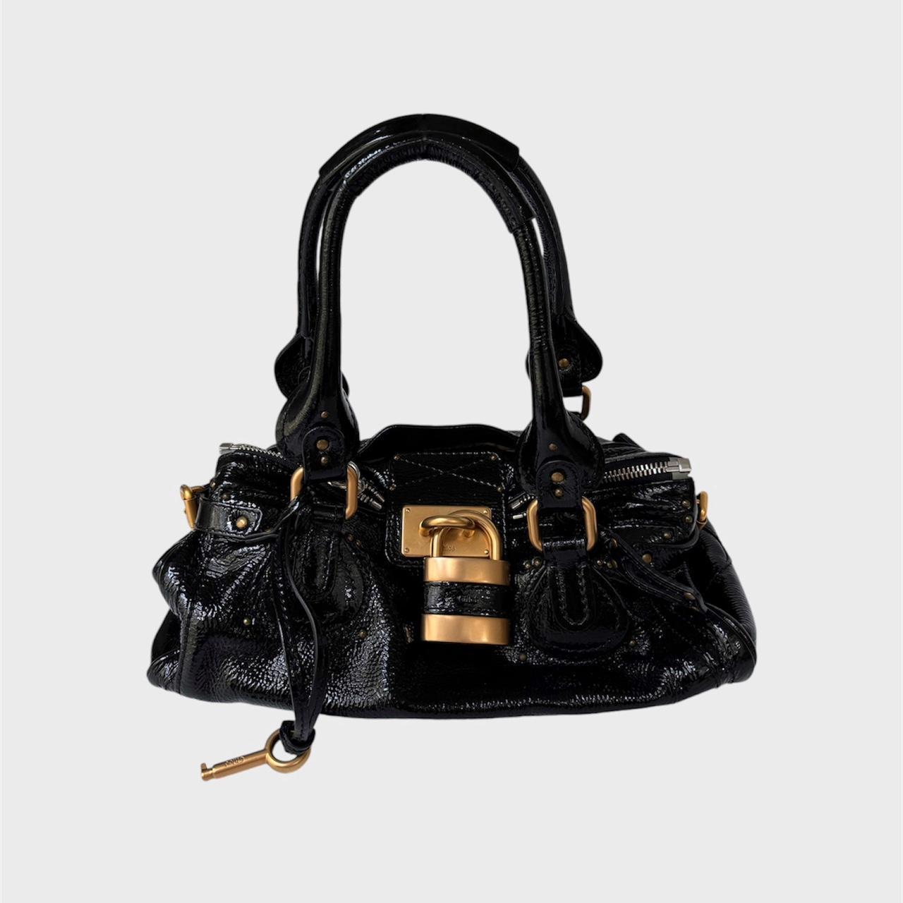 🔥 Authentic CHLOE Paddington black patent leather shoulder Bag Pre-owned 🔥
