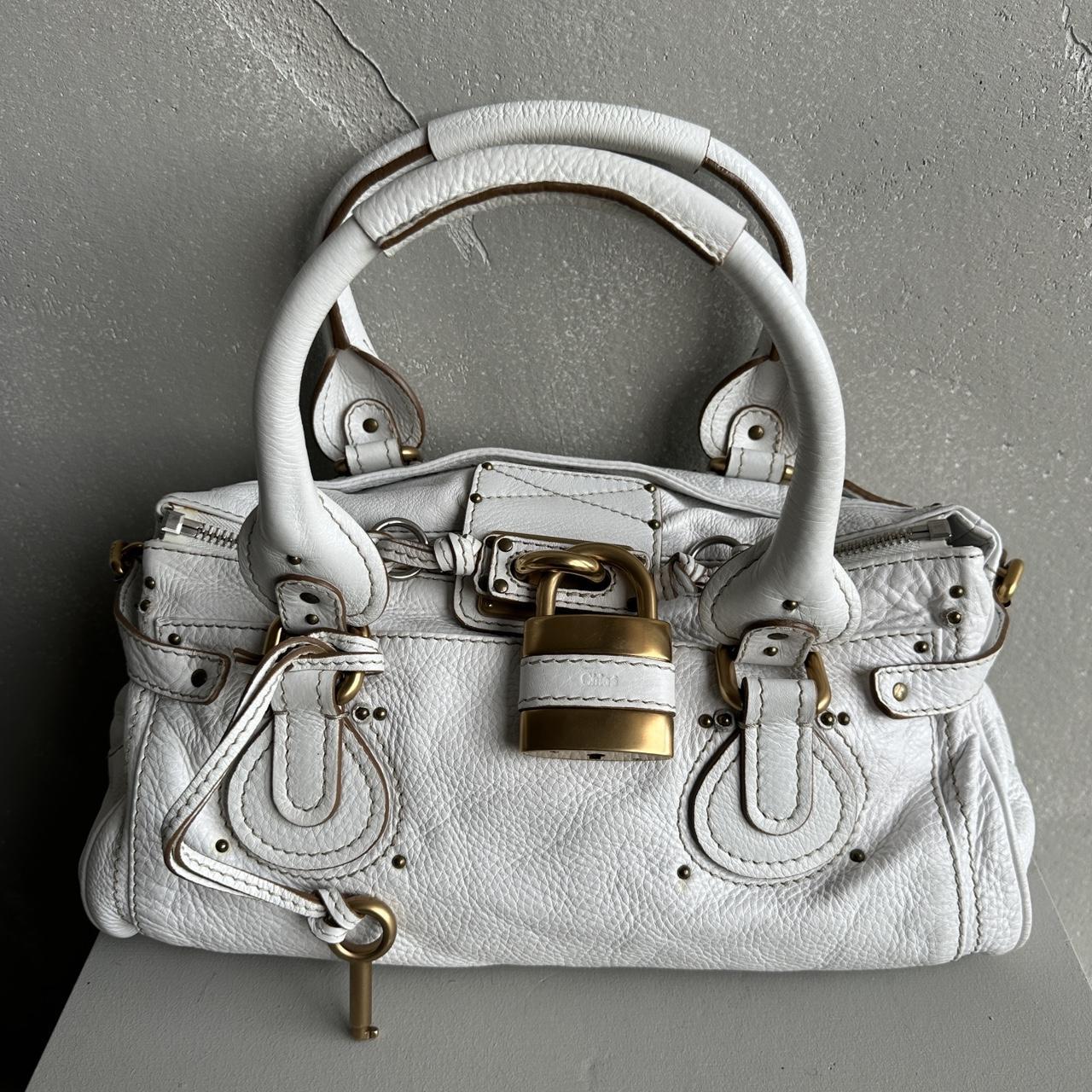 🔥 Authentic Iconic CHLOE Paddington Bag in white leather Pre-owned 🔥