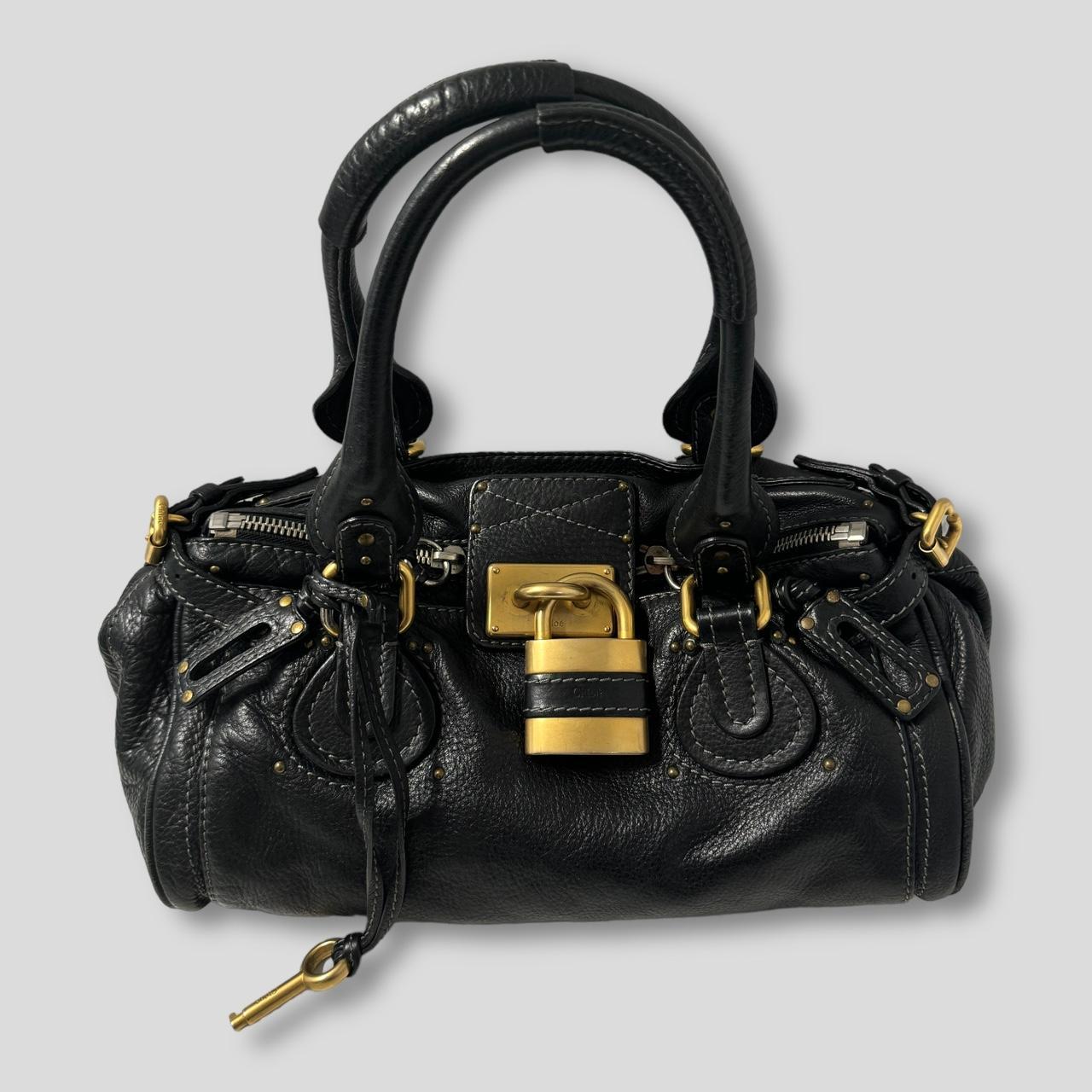 🔥 Authentic CHLOE Paddington Bag  Black Leather With Gold Lock Hardware Pre-owned 🔥