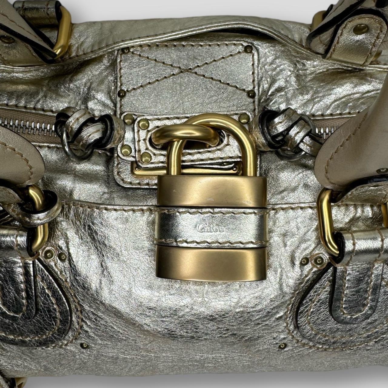 🔥 Authentic CHLOE Paddington Bag  Metallic Light Gold Color Pre-owned 🔥