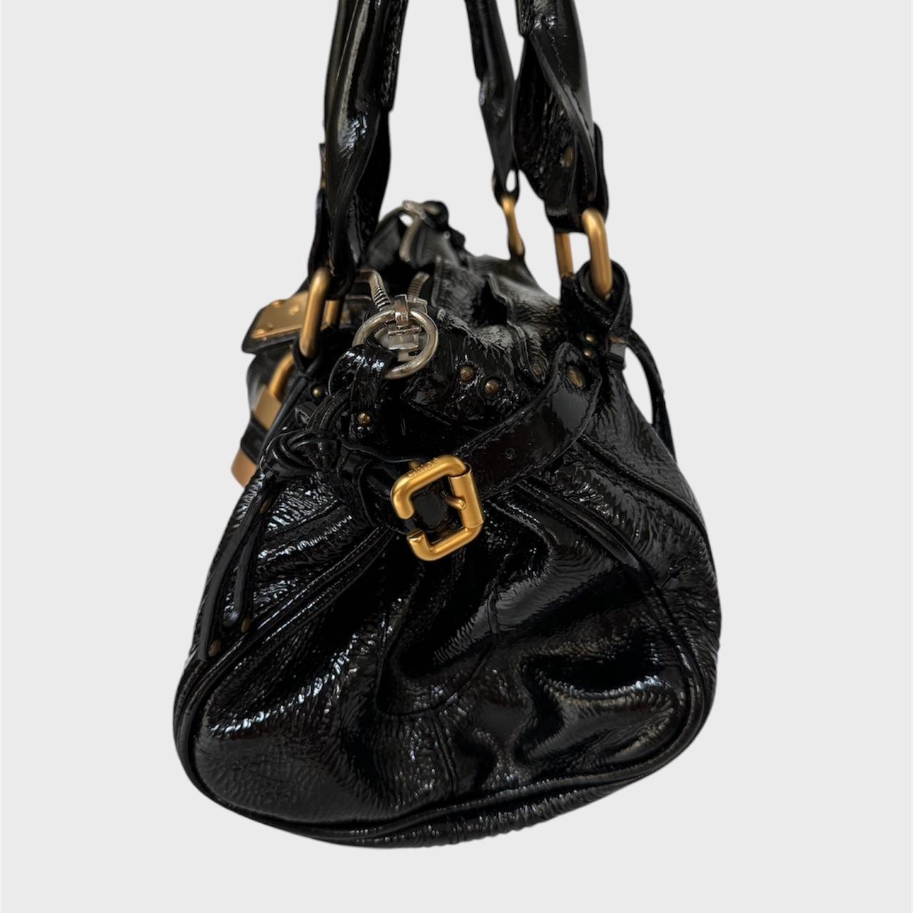 🔥 Authentic CHLOE Paddington black patent leather shoulder Bag Pre-owned 🔥