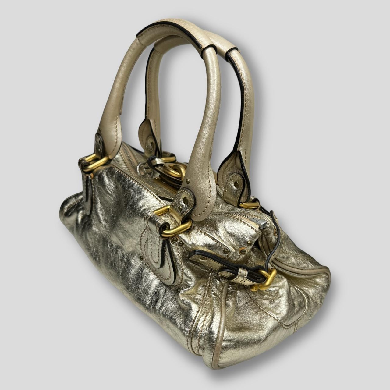 🔥 Authentic CHLOE Paddington Bag  Metallic Light Gold Color Pre-owned 🔥