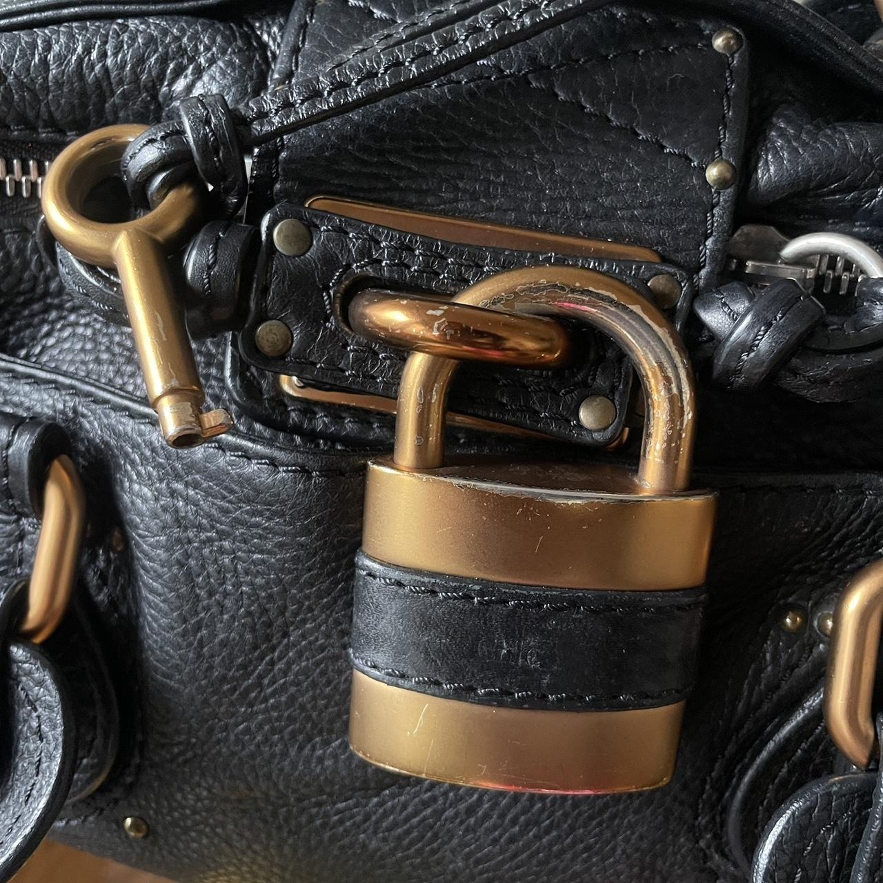 🔥 Authentic Vintage Classic Regular Size Black Leather Chloé Paddington Bag with Brass-toned Hardware Pre-owned 🔥