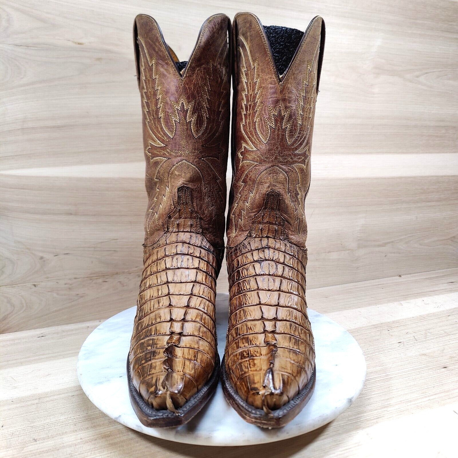 Lucchese 1883 Caiman Tail Western Boots Women 8.5 B Brown Cowboy Exotic