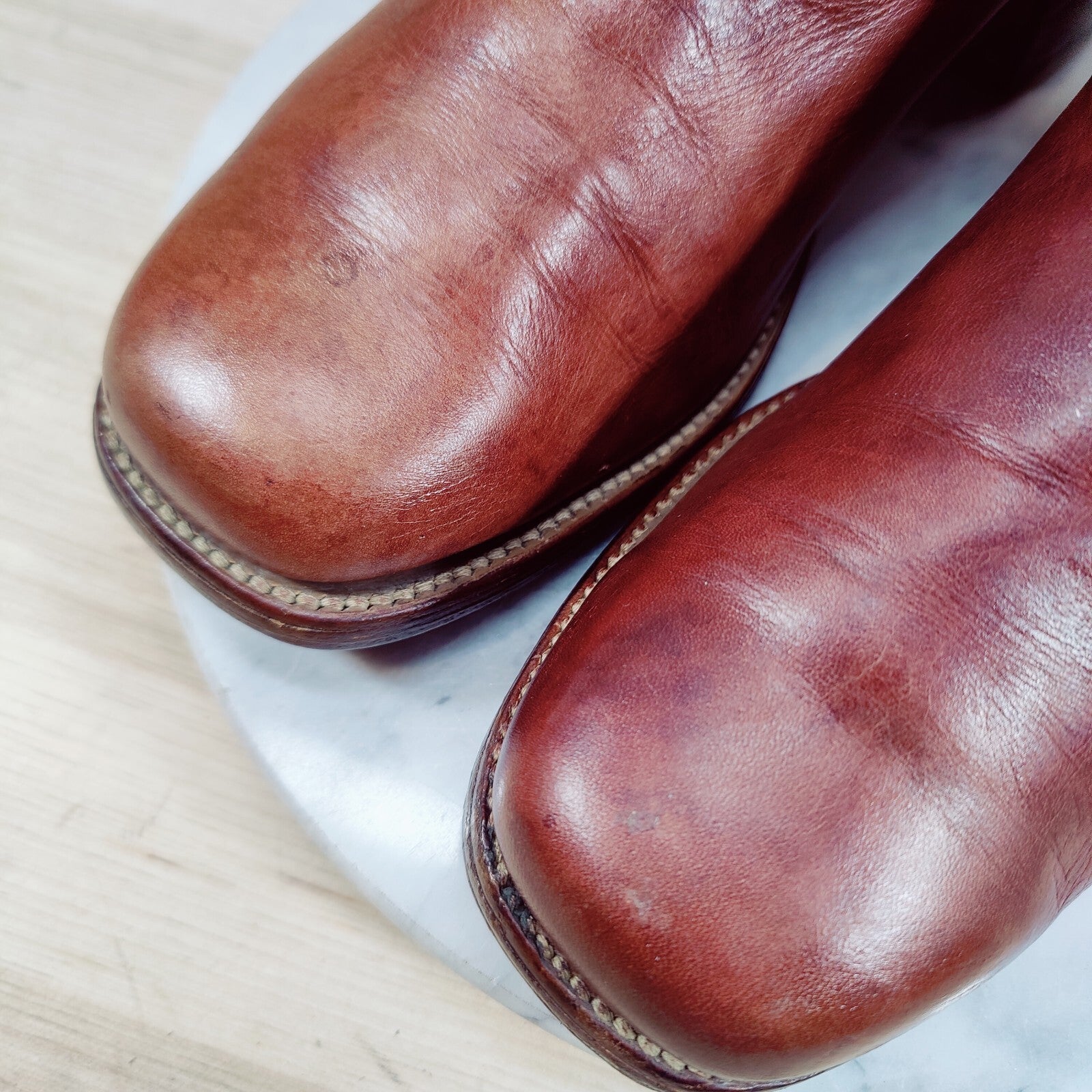 Vintage 80s Frye Campus Boots Women 10.5-11 / Men 9.5 D Brown Cognac Square Toe