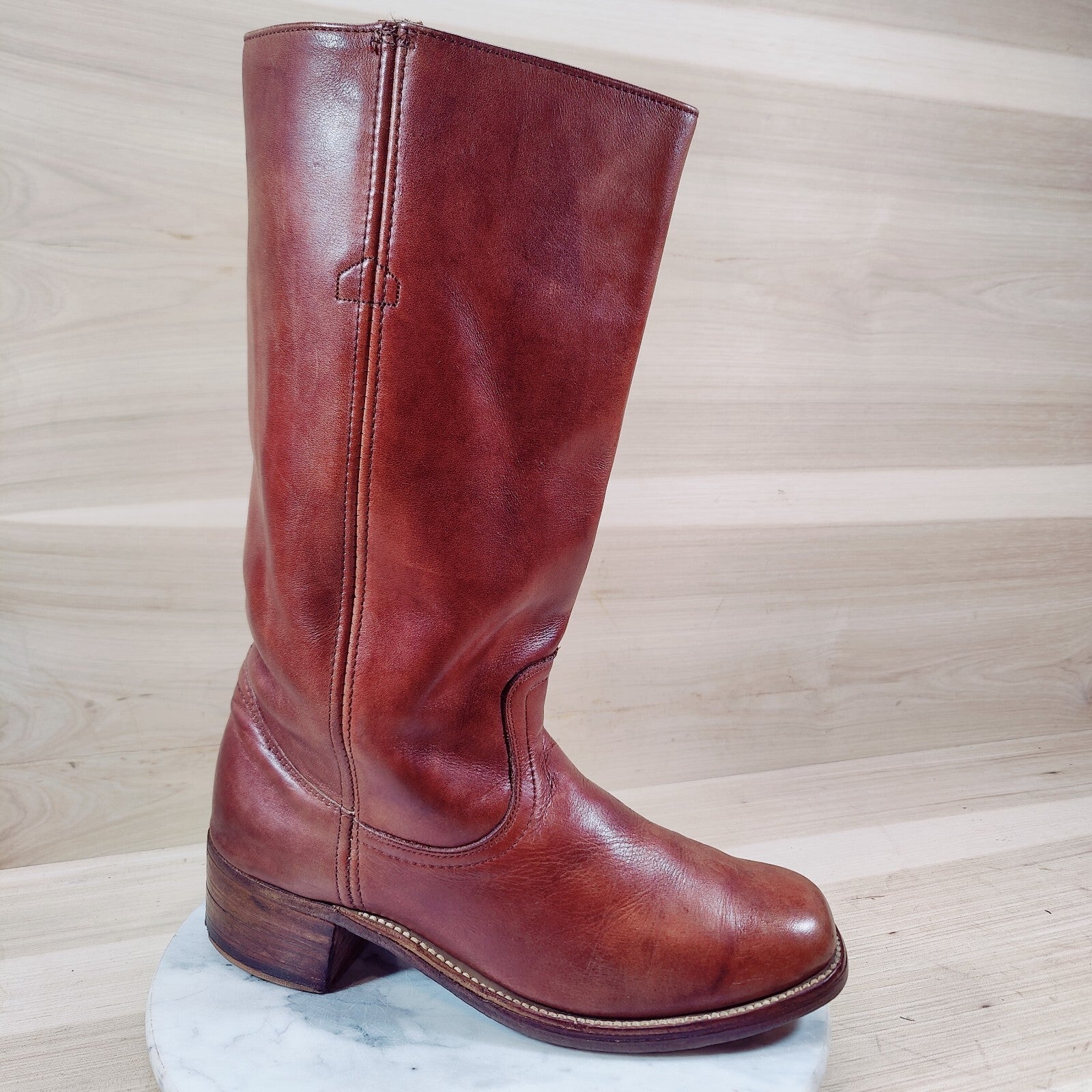 Vintage 80s Frye Campus Boots Women 10.5-11 / Men 9.5 D Brown Cognac Square Toe