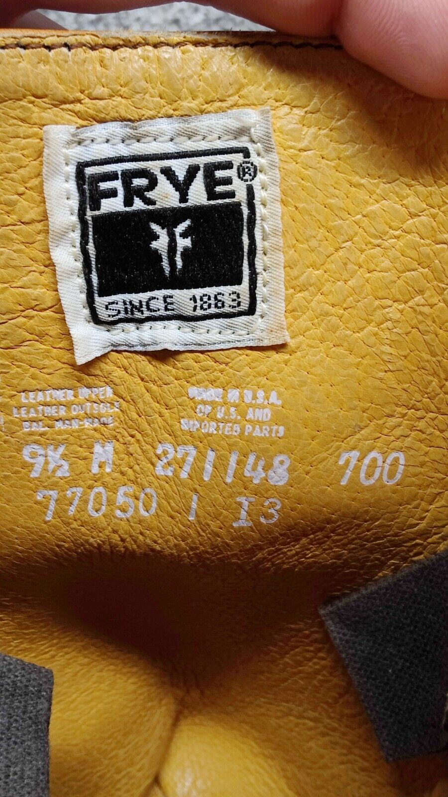 Vtg Frye Campus Boots Womens 9.5 Sunrise Orange Square Toe 14L Marbled
