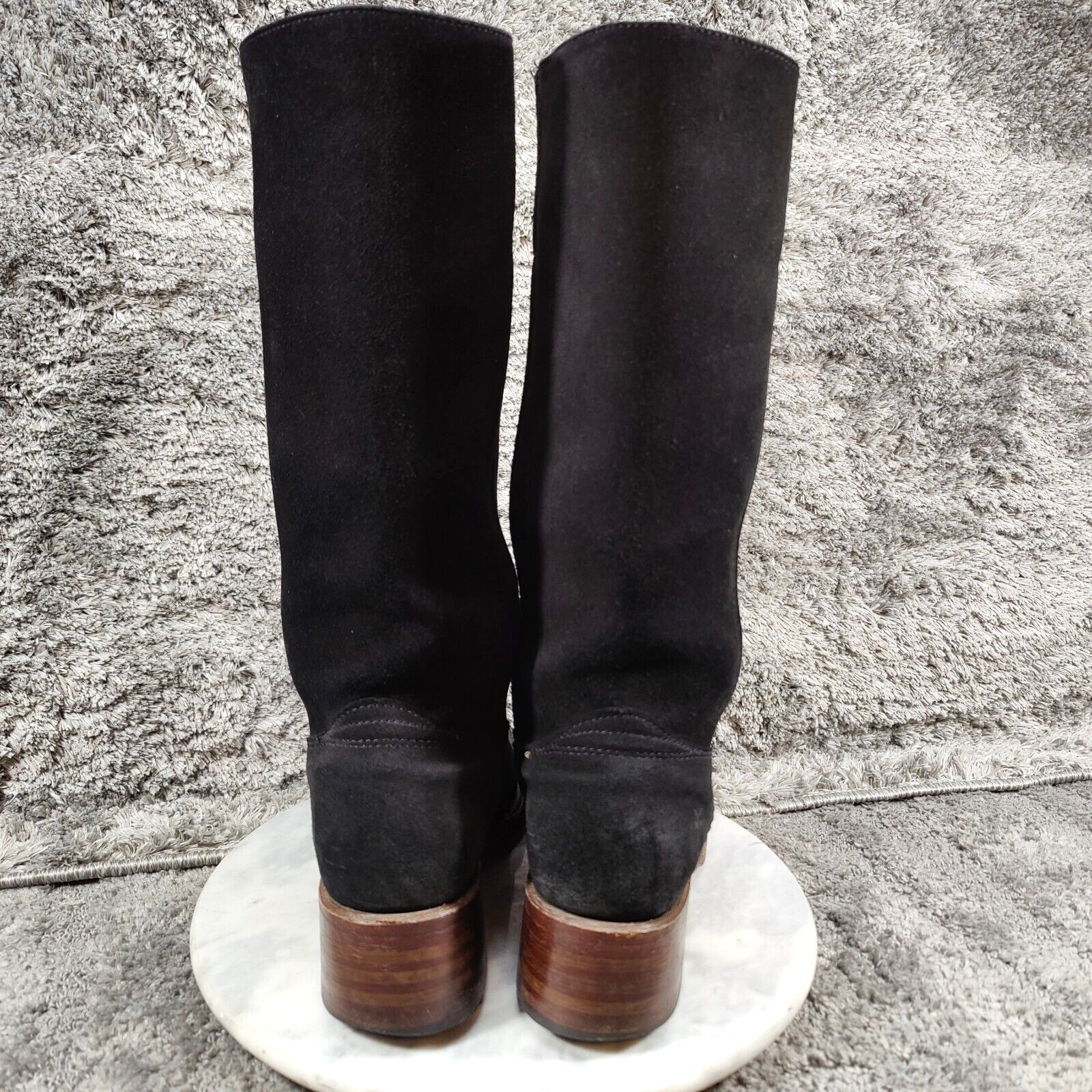 Frye Campus Suede Boots Womens 8 Black Square Toe 14L
