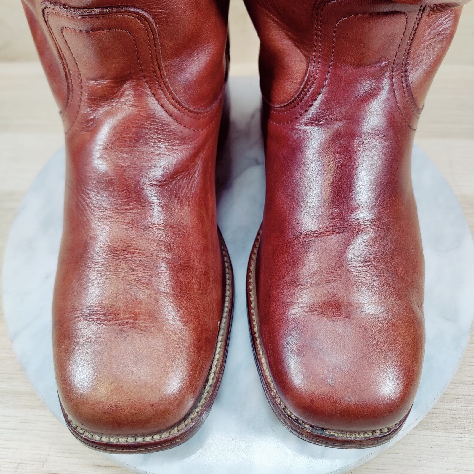Vintage 80s Frye Campus Boots Women 10.5-11 / Men 9.5 D Brown Cognac Square Toe