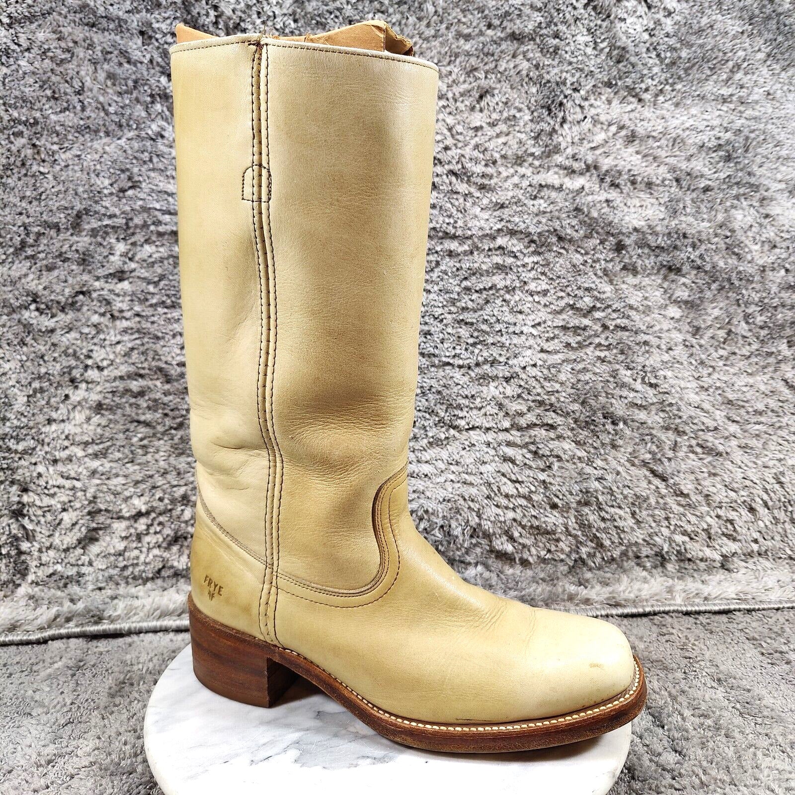 Vtg Frye Campus Banana Boots Womens 10 Mens 9 Square Toe 14L Yellow