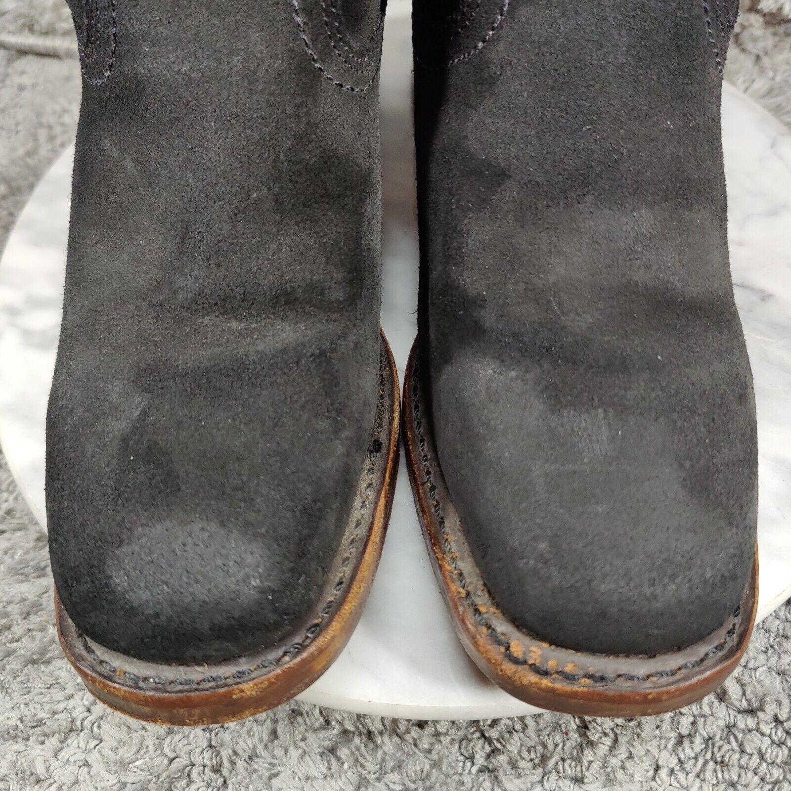 Frye Campus Suede Boots Womens 8 Black Square Toe 14L