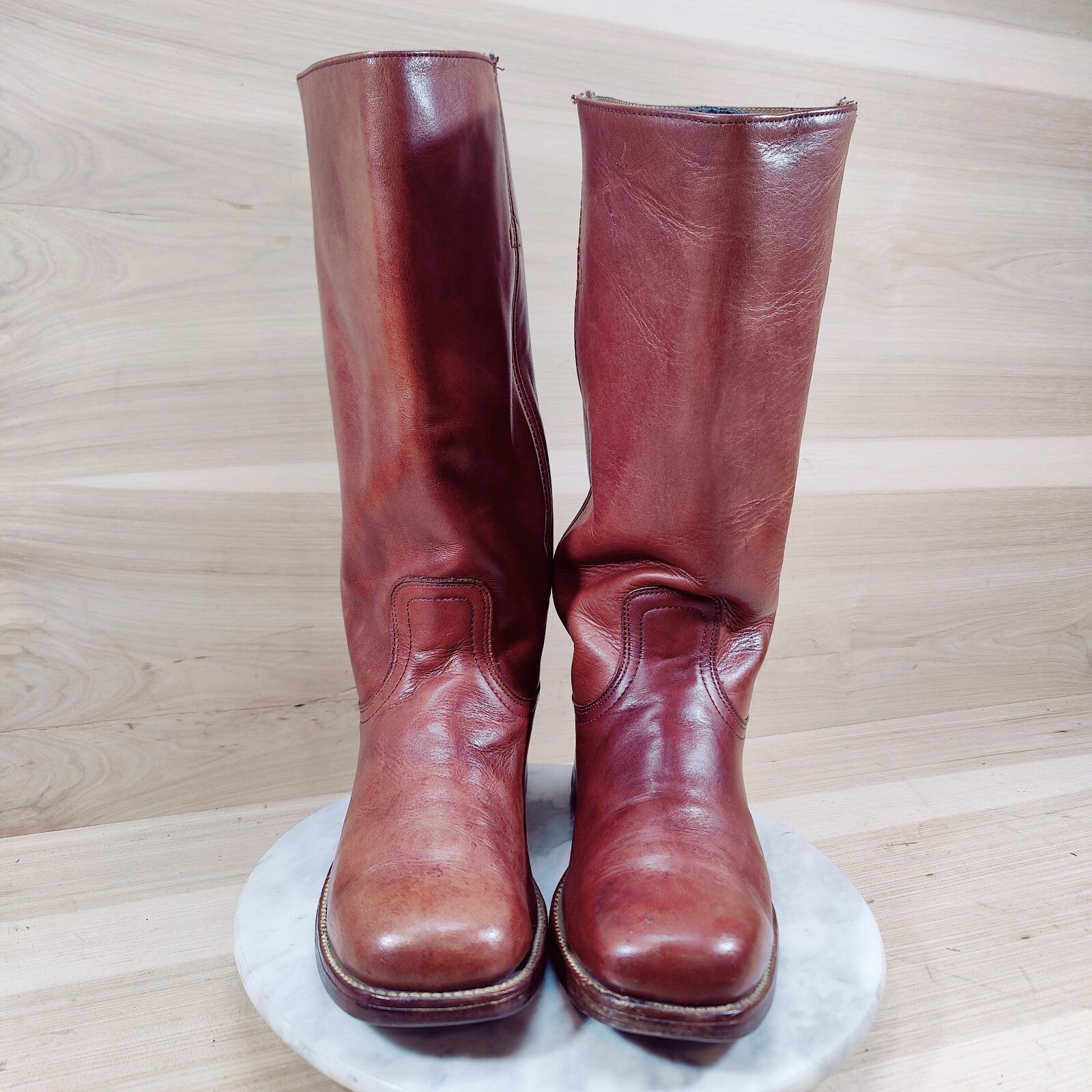 Vintage 80s Frye Campus Boots Women 10.5-11 / Men 9.5 D Brown Cognac Square Toe