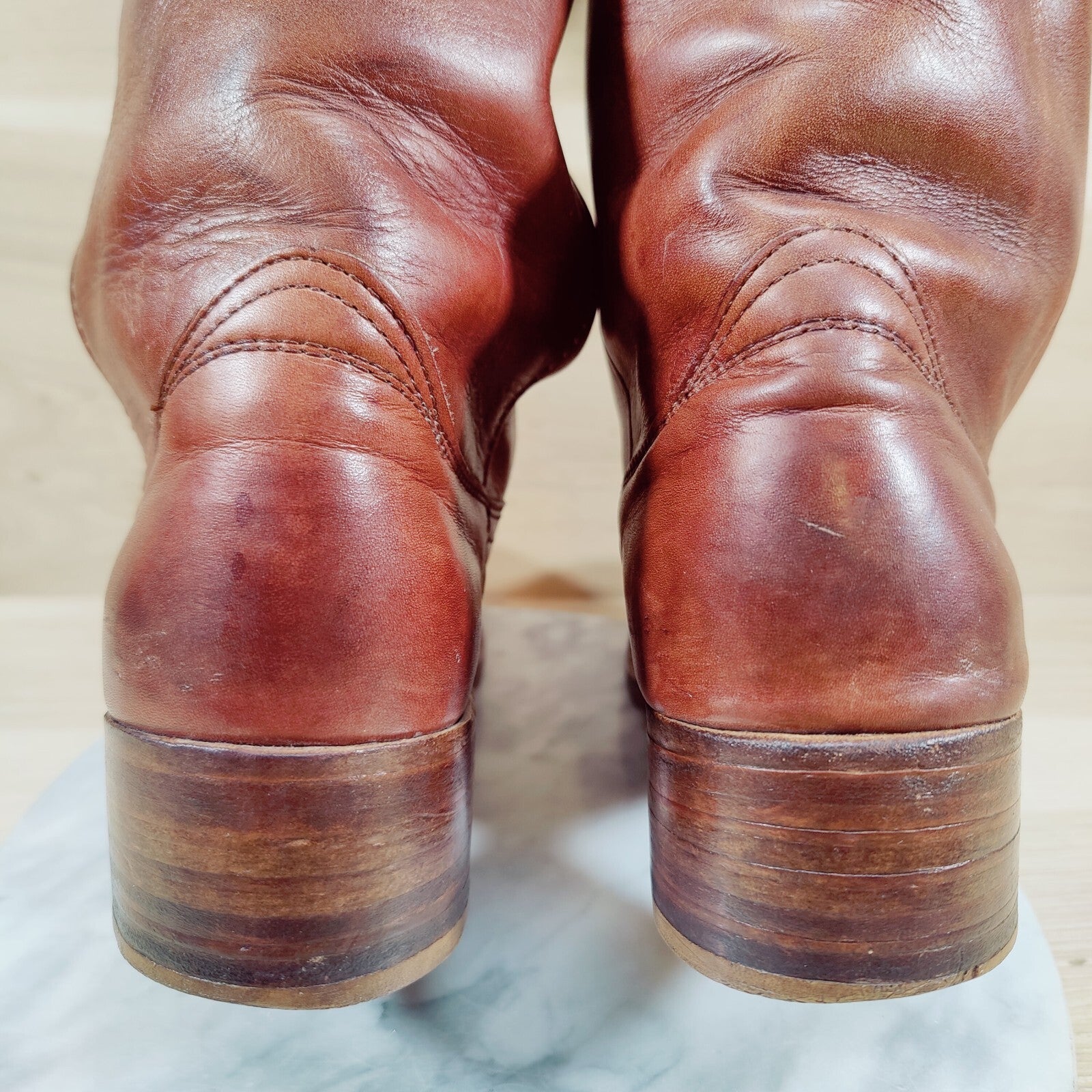 Vintage 80s Frye Campus Boots Women 10.5-11 / Men 9.5 D Brown Cognac Square Toe