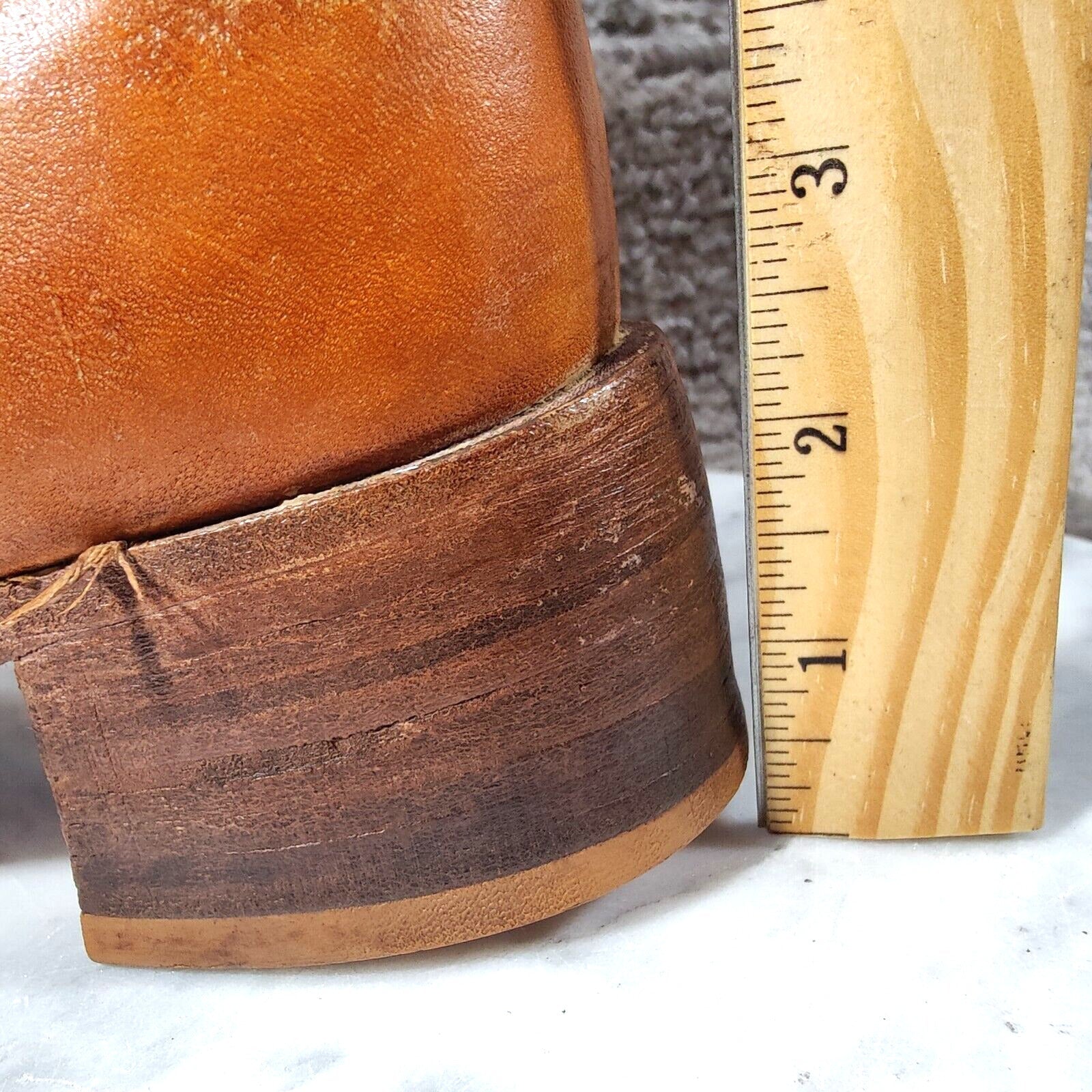 Vtg 60s 70s Frye Campus Boots Womens 7 Orange Tan Square Toe Black Label