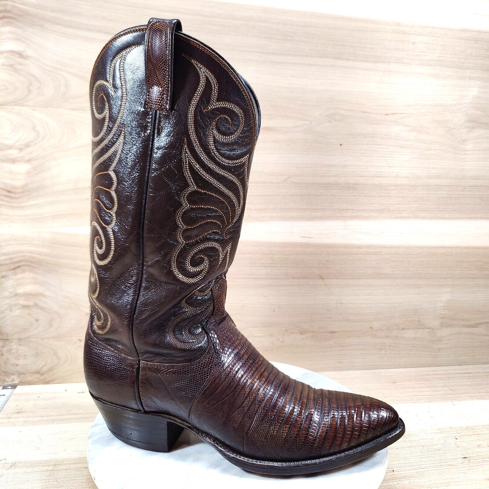 Vintage Dan Post Exotic Lizard Cowboy Boots Mens 10 D Western Teju