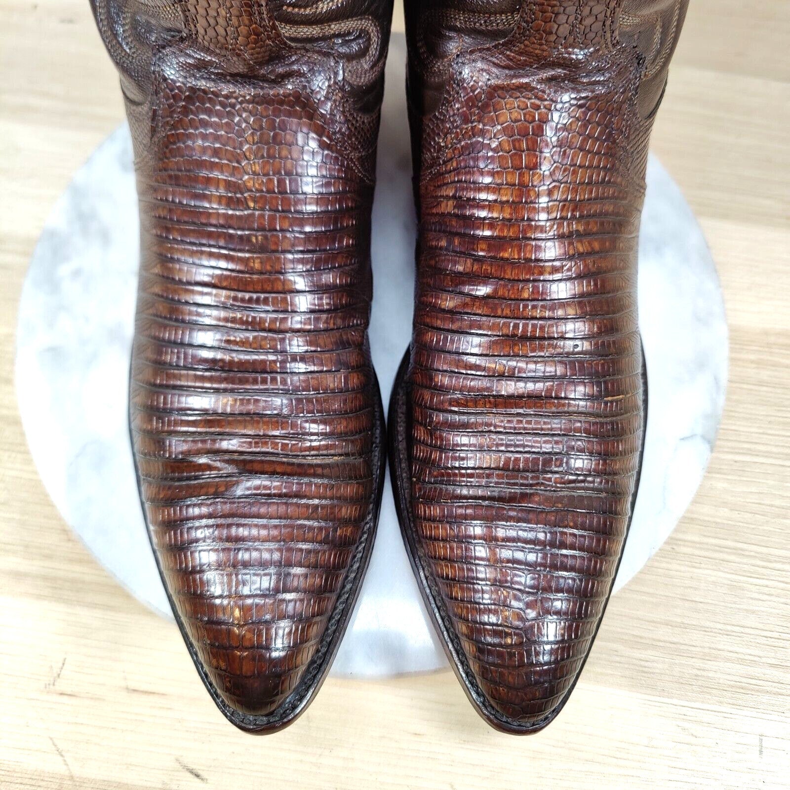 Vintage Dan Post Exotic Lizard Cowboy Boots Mens 10 D Western Teju