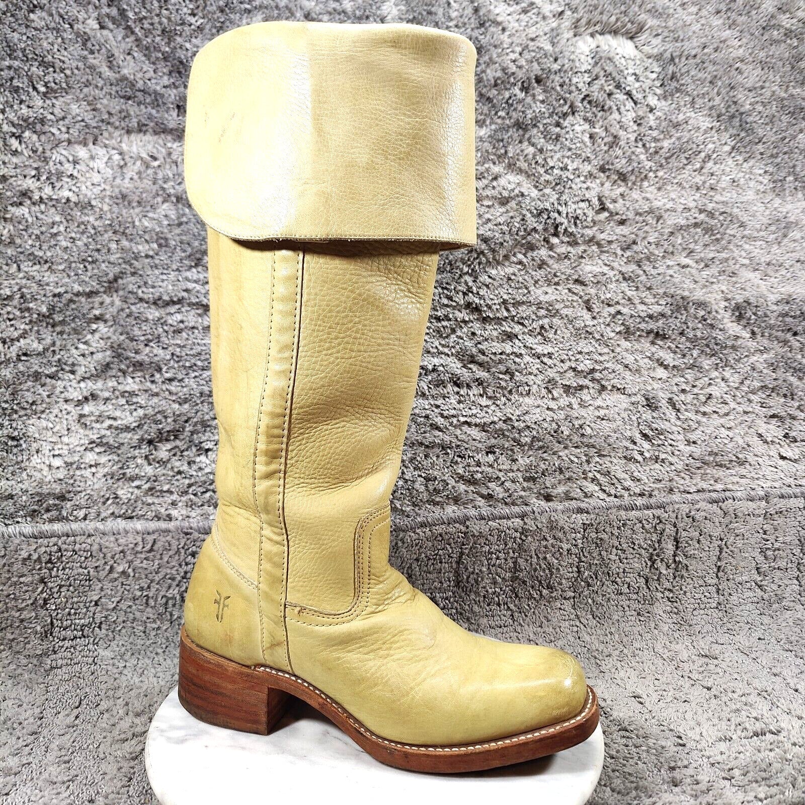 Frye Campus Banana Boots Womens 9 Yellow OTK Square Toe