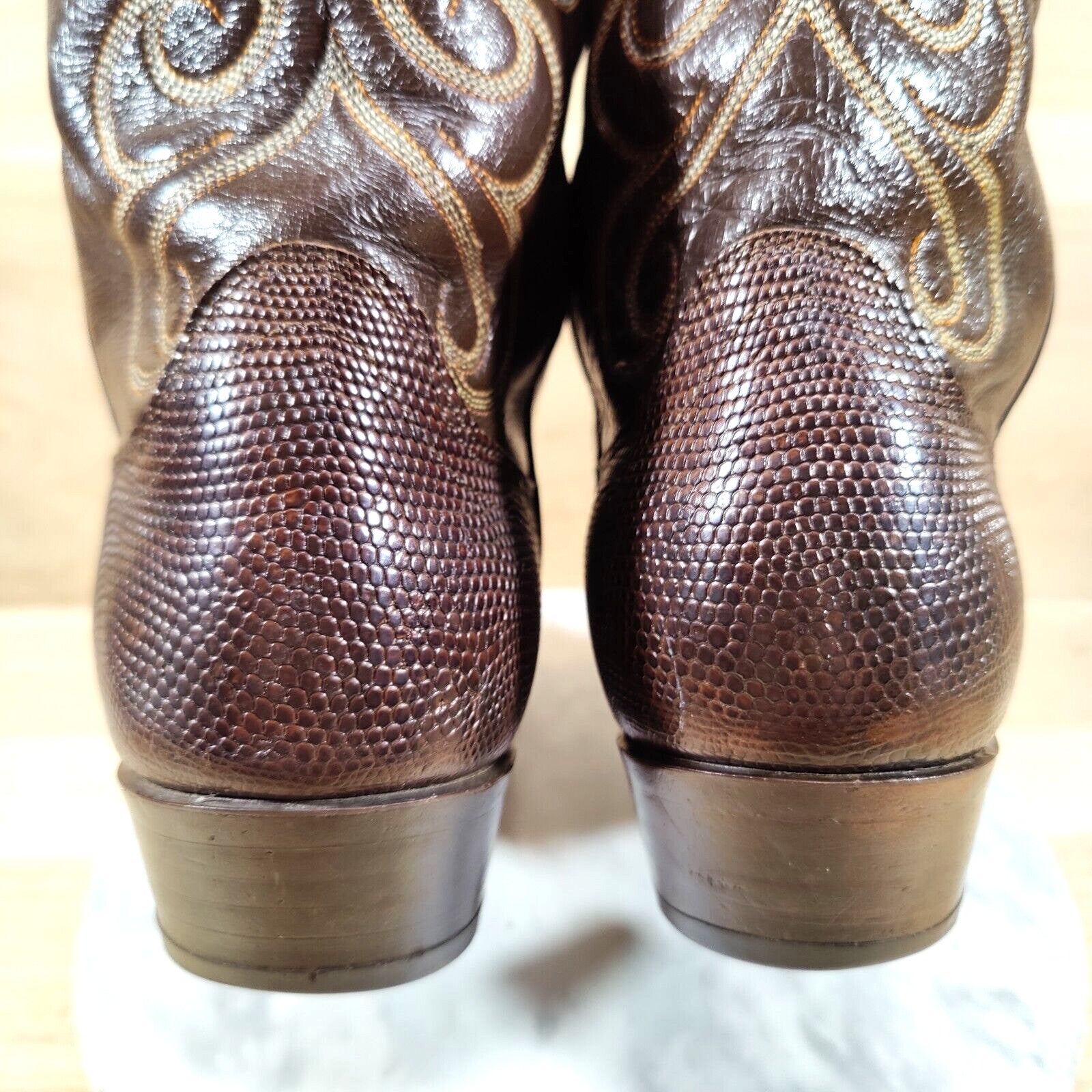 Vintage Dan Post Exotic Lizard Cowboy Boots Mens 10 D Western Teju
