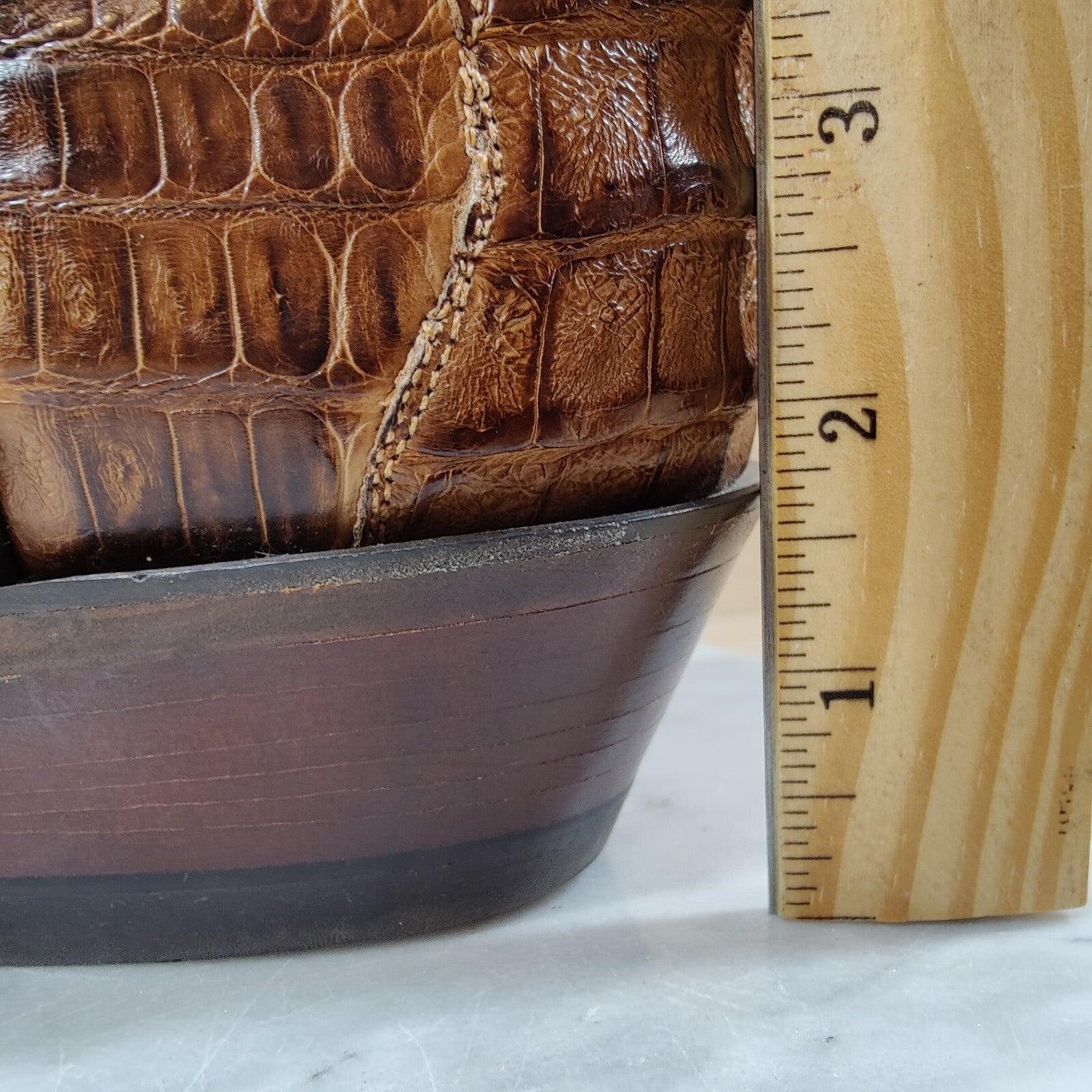 Lucchese 1883 Caiman Tail Western Boots Women 8.5 B Brown Cowboy Exotic