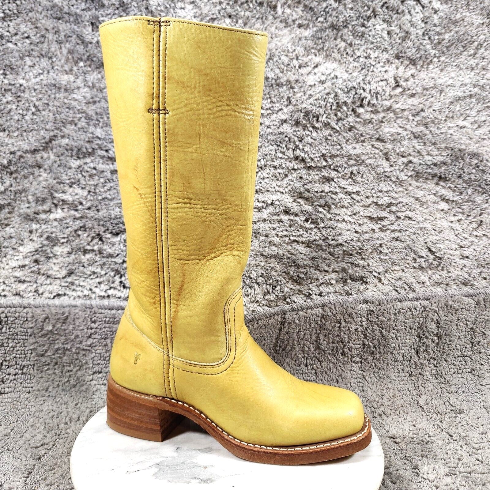 Frye Campus Banana Boots Womens 7 Yellow Square Toe 14L Marbled